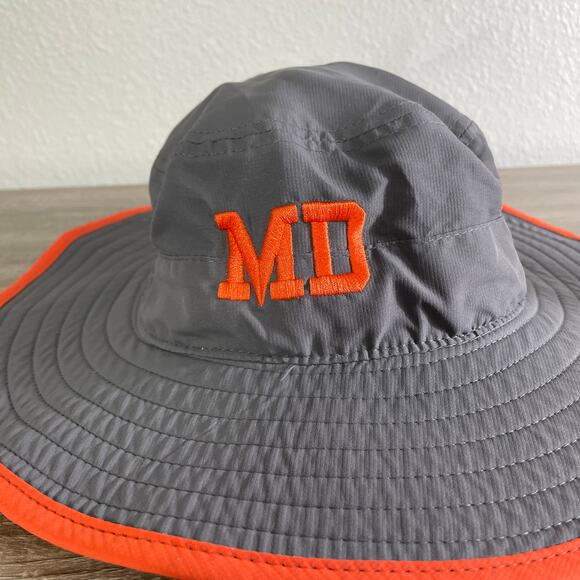 Vintage The Game MD Gray Orange Wide Brim Sun Hat Adjustable Chin Strap One Size - Picture 5 of 8